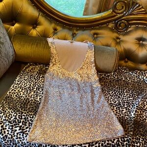 Guess Rose Gold Sequin Sleeveless Tank Top